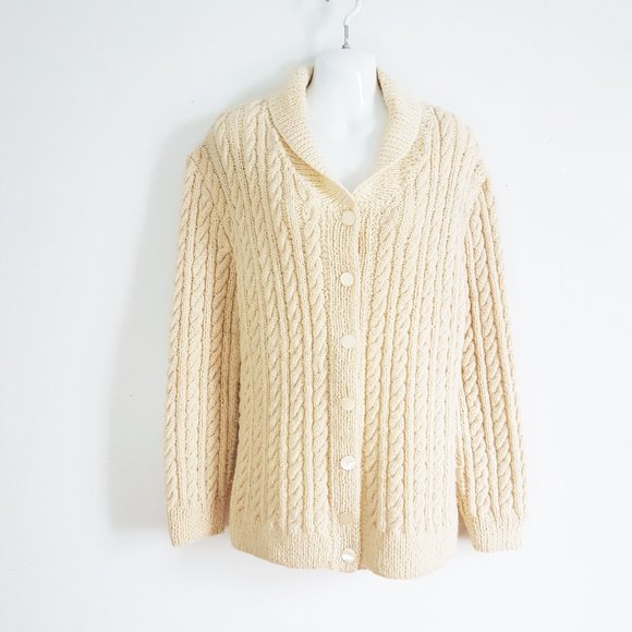 Vintage Cozy Pure Wool Fisherman's Sweater Made in England Heavy Wool Size M - Picture 6 of 10